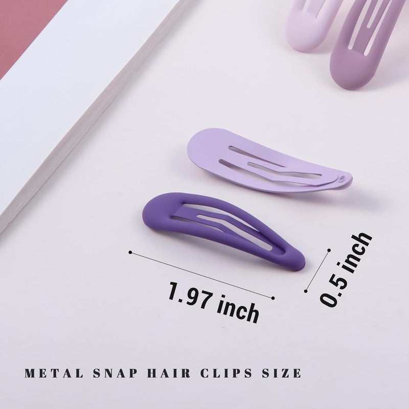 Cptots Small Hair Barrettes For Women No Slip Metal Snap Clips For Thin And Fine Hair,Matte Black Multiple Purple,20 PCS,1.97 x 0.5 Inch. - Image 2